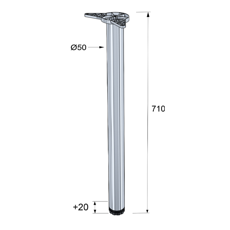 TABLE LEG CRB D.50 / H.710 / CHROME